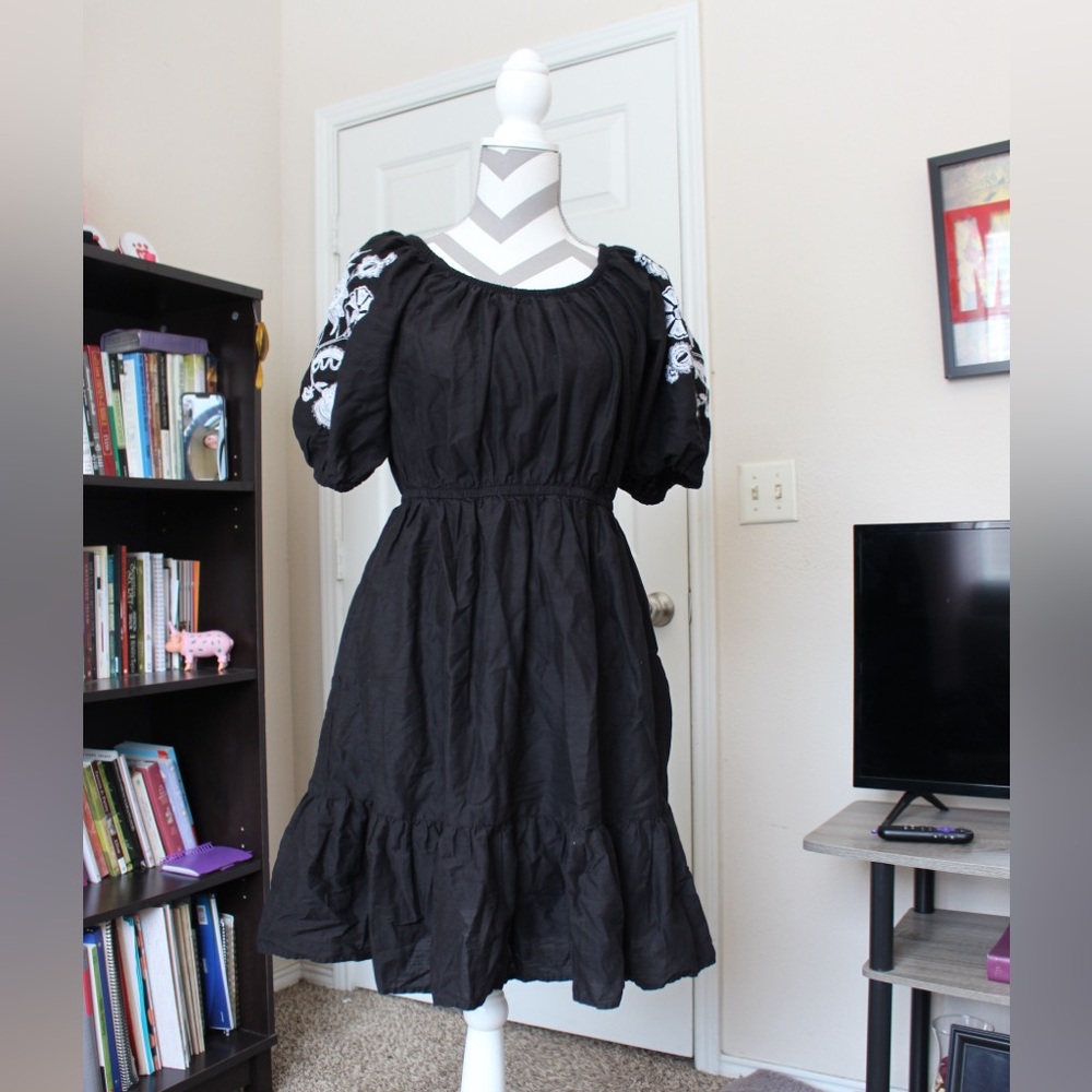 Embroided Black Dress